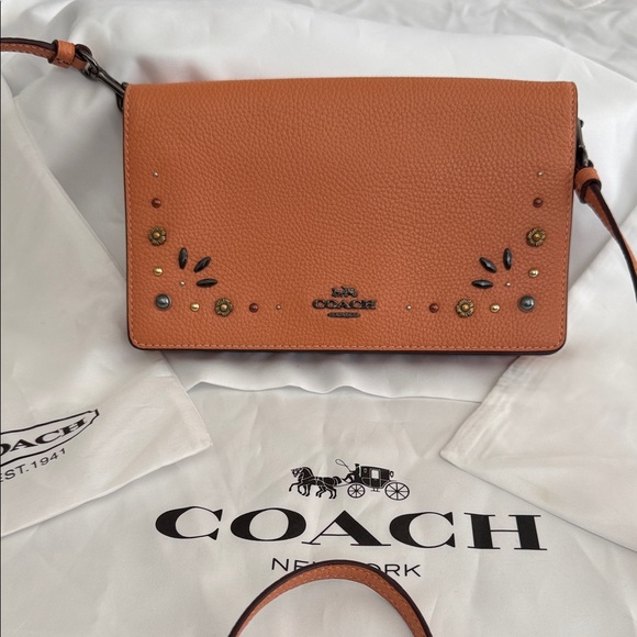 Coach Handbags - Coach Studded Orange Crossbody Bag